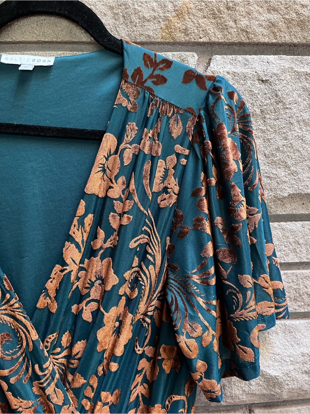 Baltic Born Uma Velvet Maxi Dress Jade Green Bronze Floral XL fall wedding guest - Picture 12 of 16